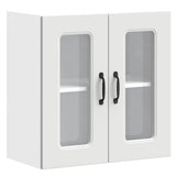 Kitchen Wall Cabinet with Glass Door Kalmar White Engineered Wood - Front View