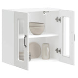 Kitchen Wall Cabinet with Glass Door Kalmar White Engineered Wood