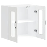 Kitchen Wall Cabinet with Glass Door Kalmar White Engineered Wood