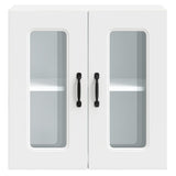 Kitchen Wall Cabinet with Glass Door Kalmar White Engineered Wood