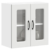 Kitchen Wall Cabinet with Glass Door Kalmar White Engineered Wood