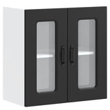 Kitchen Wall Cabinet with Glass Door "Kalmar" Black Engineered Wood