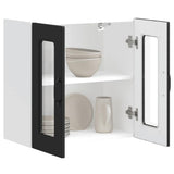 Kitchen Wall Cabinet with Glass Door "Kalmar" Black Engineered Wood