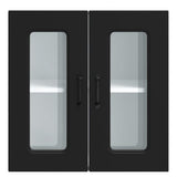 Kitchen Wall Cabinet with Glass Door "Kalmar" Black Engineered Wood