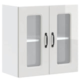Kitchen Wall Cabinet with Glass Door "Kalmar" High Gloss White Engineered Wood