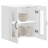 Kitchen Wall Cabinet with Glass Door "Kalmar" High Gloss White Engineered Wood