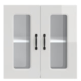 Kitchen Wall Cabinet with Glass Door "Kalmar" High Gloss White Engineered Wood
