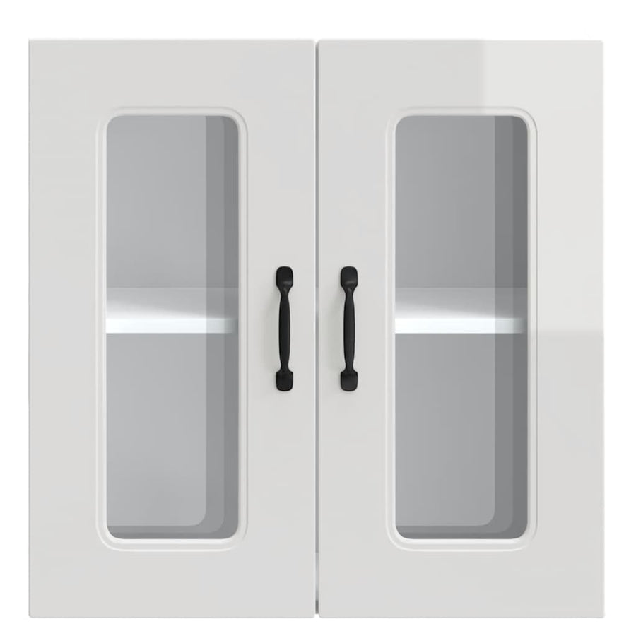 Kitchen Wall Cabinet with Glass Door "Kalmar" High Gloss White