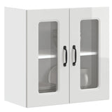 Kitchen Wall Cabinet with Glass Door "Kalmar" High Gloss White Engineered Wood