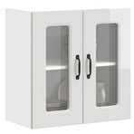 Kitchen Wall Cabinet with Glass Door "Kalmar" High Gloss White