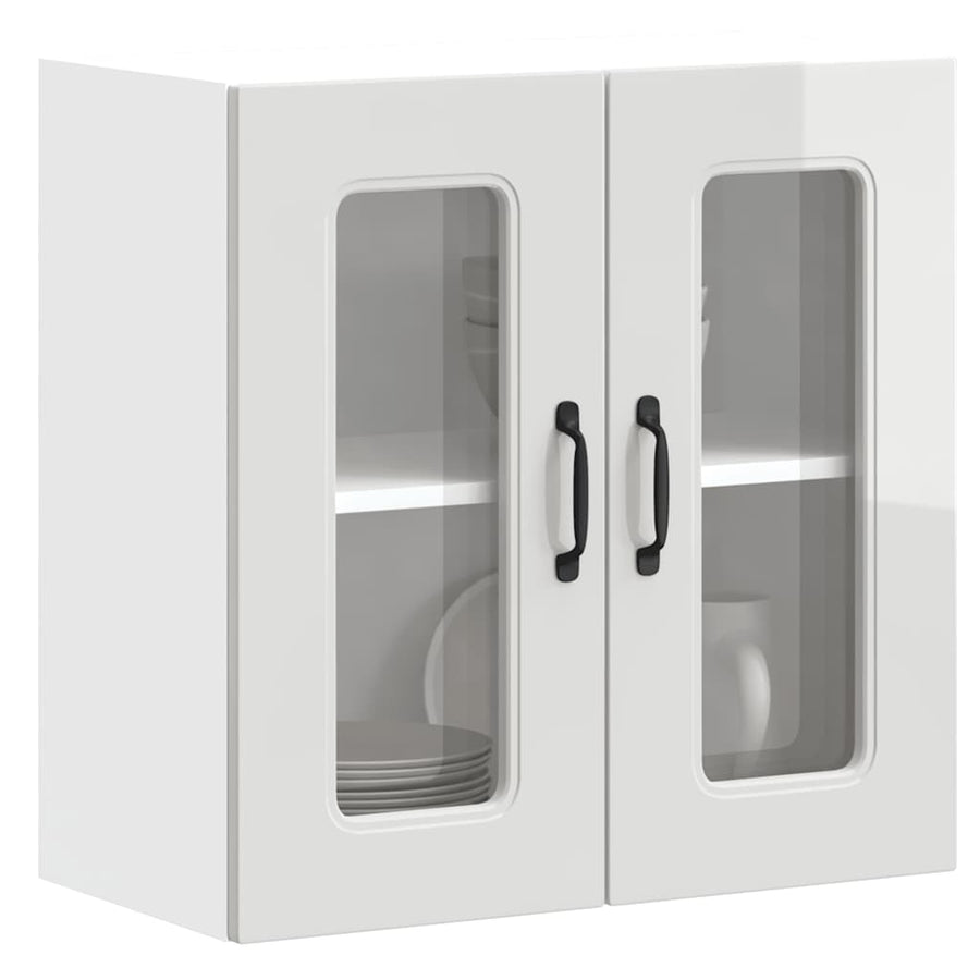 Kitchen Wall Cabinet with Glass Door "Kalmar" High Gloss White