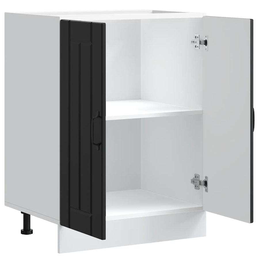 Sink Base Cabinet "Lucca" Black Engineered Wood