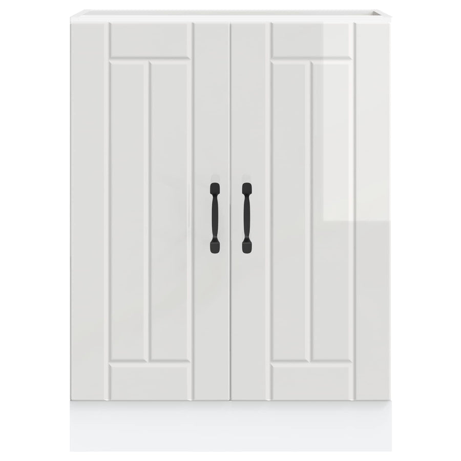 Sink Base Cabinet "Lucca" High Gloss White Engineered Wood