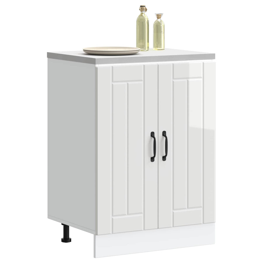 Sink Base Cabinet "Lucca" High Gloss White Engineered Wood