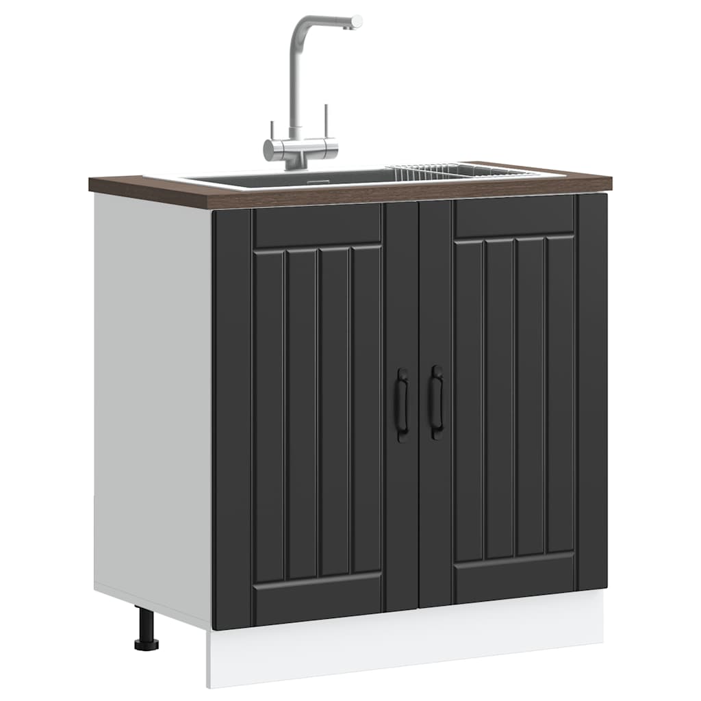 Sink Base Cabinet "Lucca" Black Engineered Wood