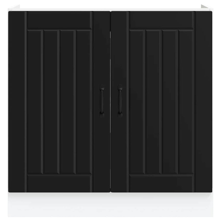 Sink Base Cabinet "Lucca" Black Engineered Wood