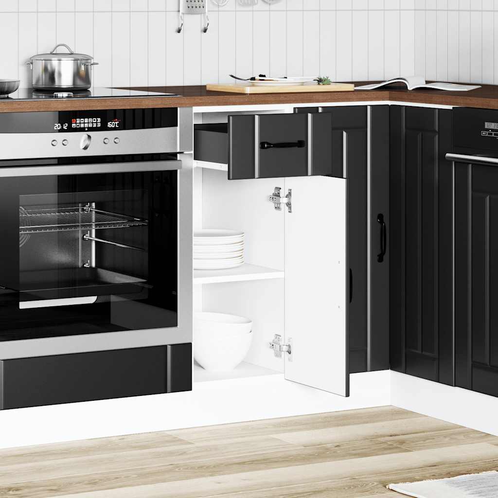 Kitchen Base Cabinet "Lucca" Black Engineered Wood