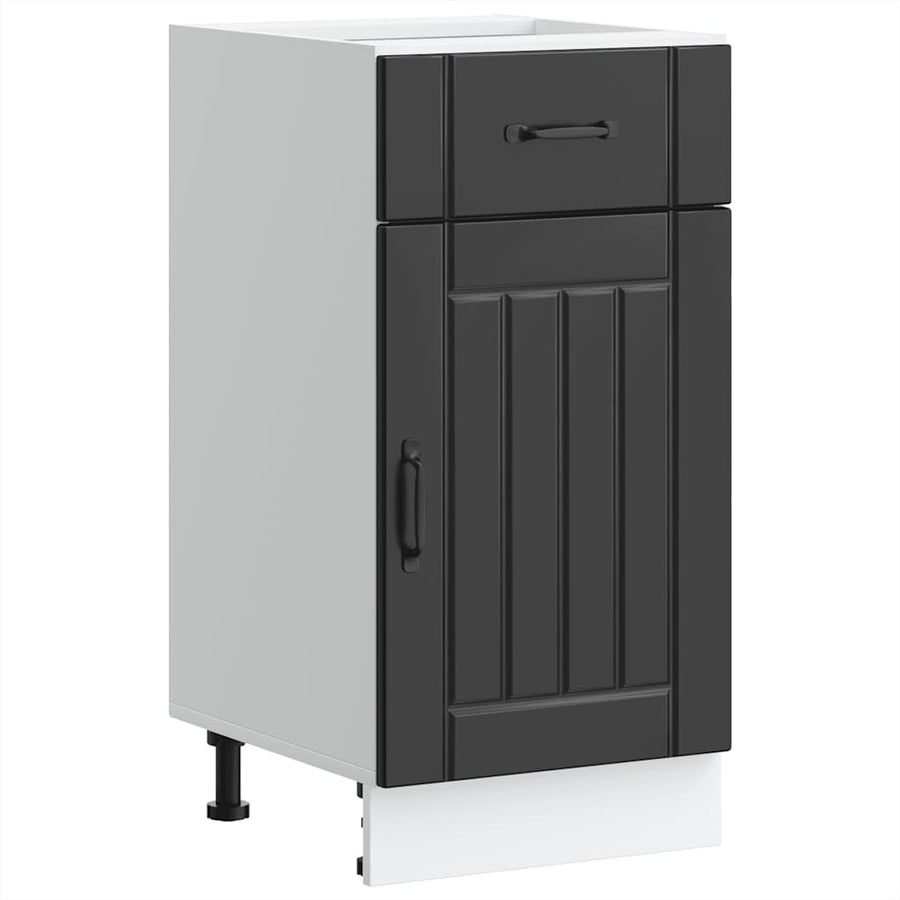 Kitchen Base Cabinet "Lucca" Black Engineered Wood
