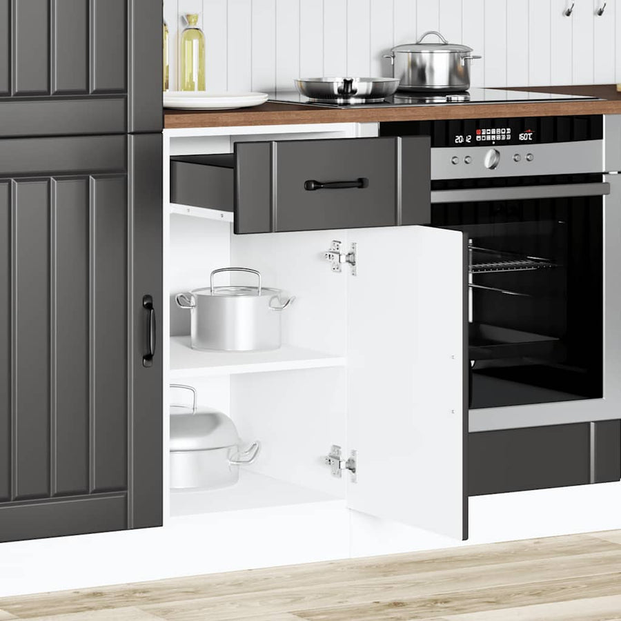 Kitchen Base Cabinet "Lucca" Black Engineered Wood