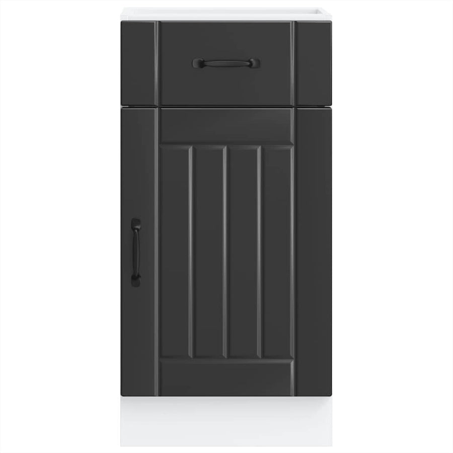 Kitchen Base Cabinet "Lucca" Black Engineered Wood