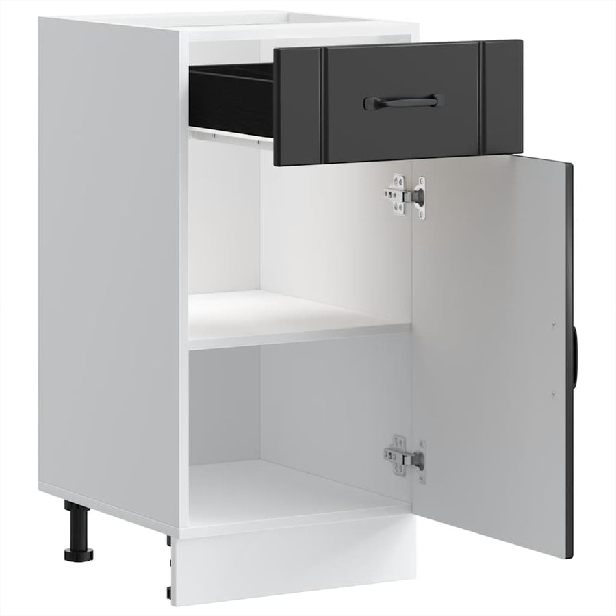 Kitchen Base Cabinet "Lucca" Black Engineered Wood