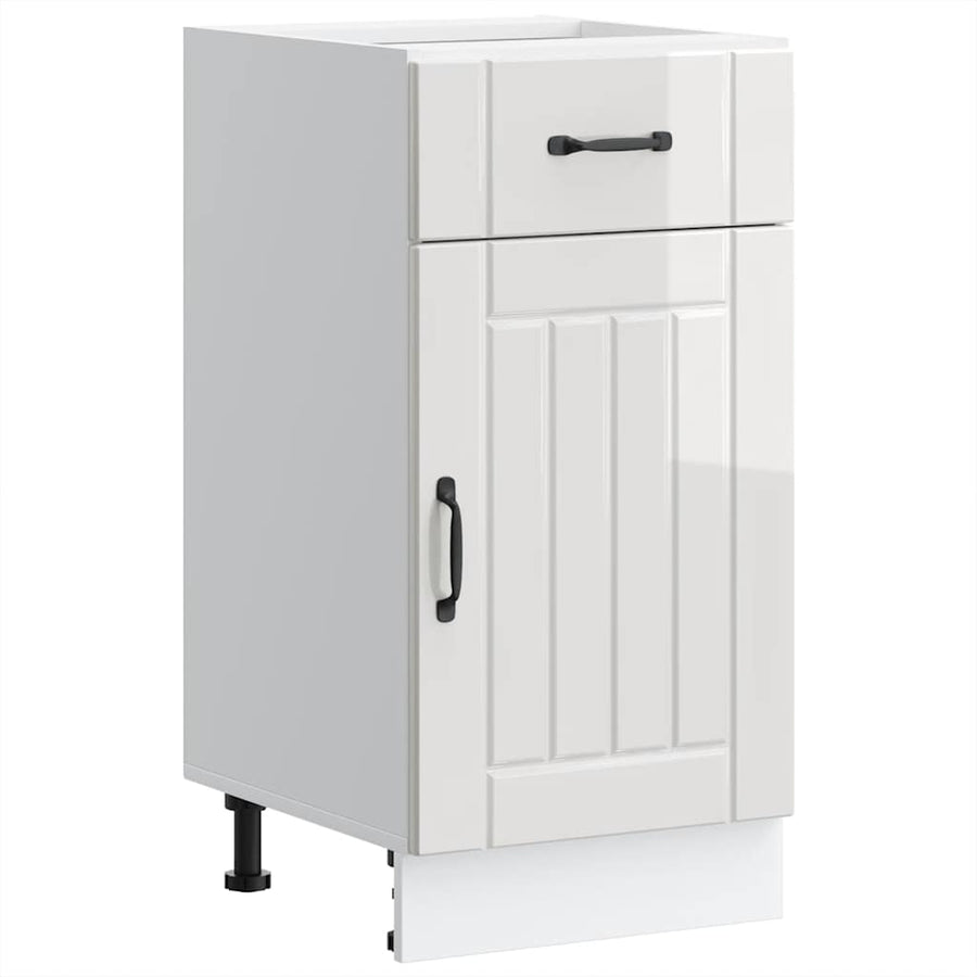 Kitchen Base Cabinet "Lucca" High Gloss White Engineered Wood