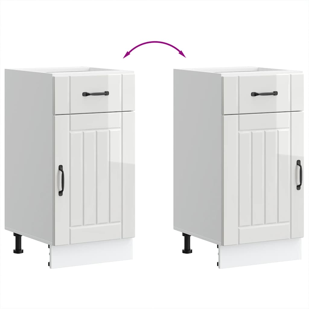 Kitchen Base Cabinet "Lucca" High Gloss White Engineered Wood