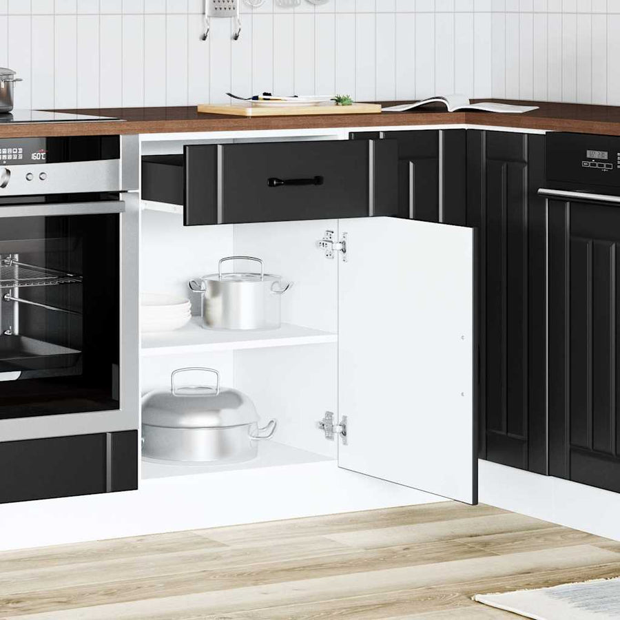 Kitchen Base Cabinet "Lucca" Black Engineered Wood