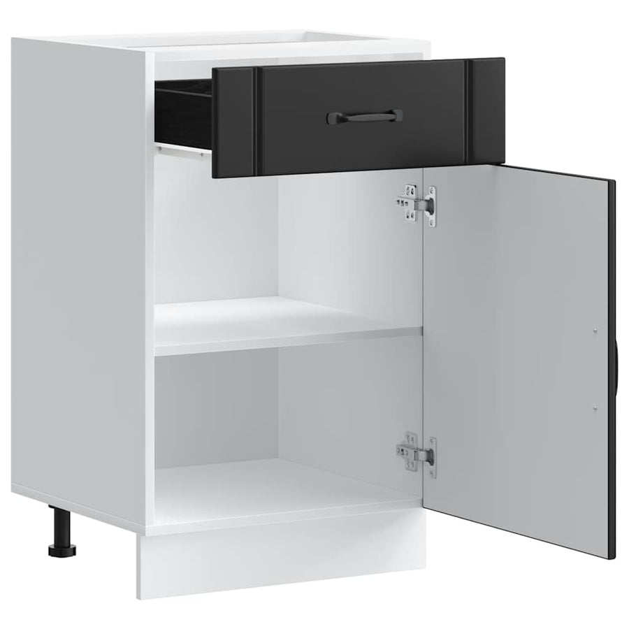 Kitchen Base Cabinet "Lucca" Black Engineered Wood
