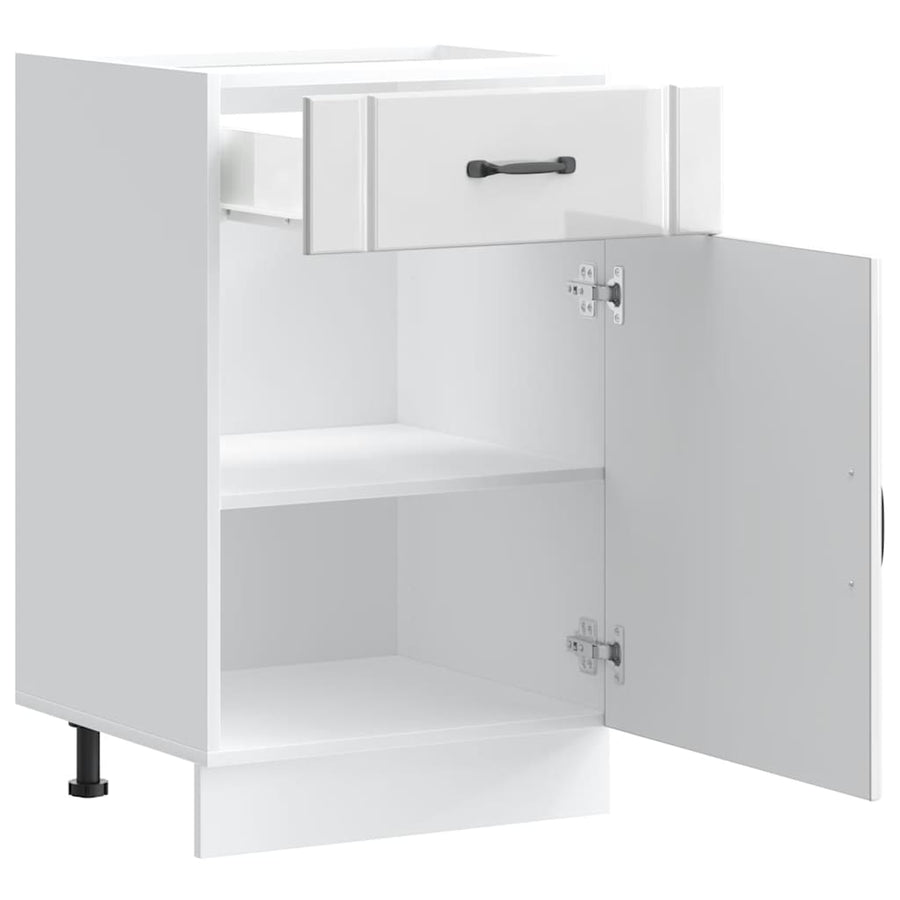 Kitchen Base Cabinet "Lucca" High Gloss White Engineered Wood