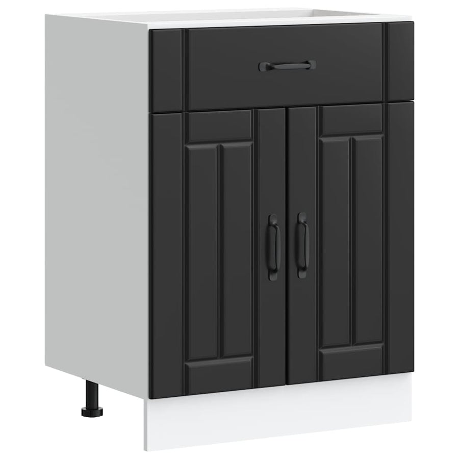 Kitchen Base Cabinet "Lucca" Black Engineered Wood