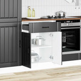 Kitchen Base Cabinet "Lucca" Black Engineered Wood