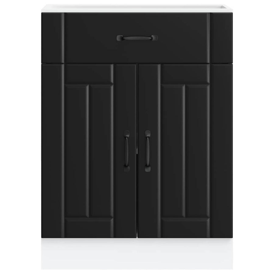 Kitchen Base Cabinet "Lucca" Black Engineered Wood