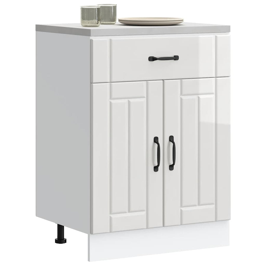 Kitchen Base Cabinet "Lucca" High Gloss White Engineered Wood
