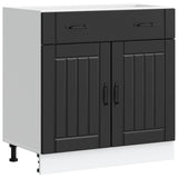 Kitchen Base Cabinet "Lucca" Black Engineered Wood