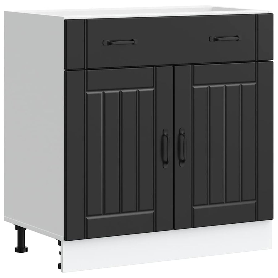 Kitchen Base Cabinet "Lucca" Black Engineered Wood