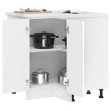 Kitchen Corner Base Cabinet Lucca White Engineered Wood - Top-Down View