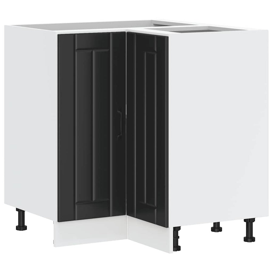 Kitchen Corner Base Cabinet "Lucca" Black Engineered Wood