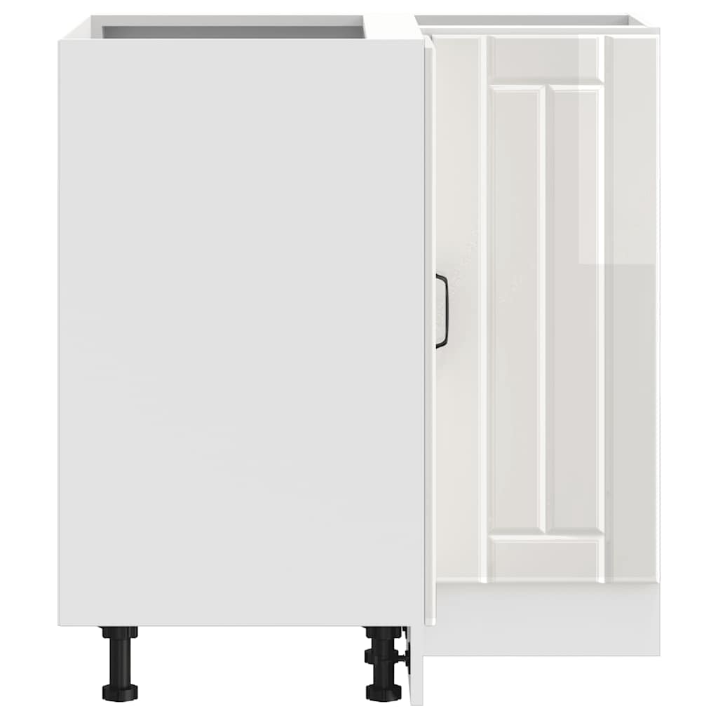 Kitchen Corner Base Cabinet "Lucca" High Gloss White Engineered Wood