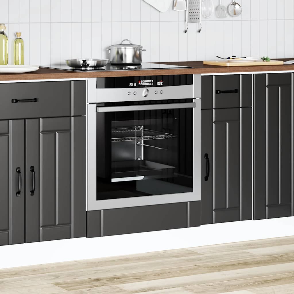 Oven Cabinet "Lucca" Black Engineered Wood