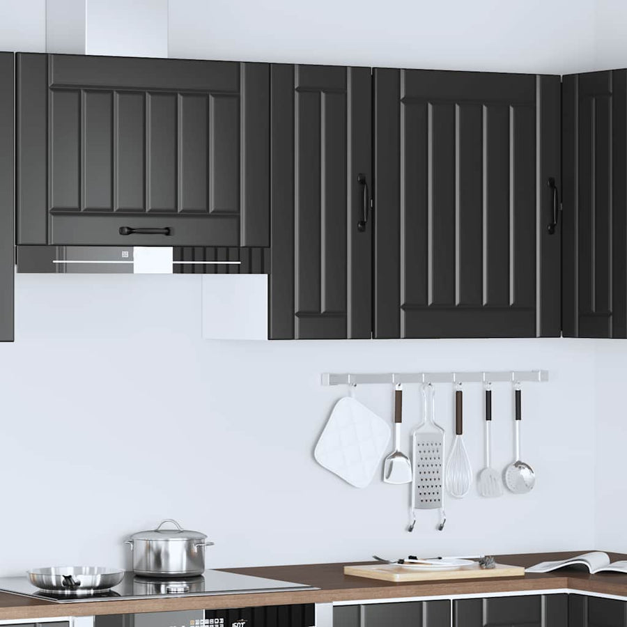 Kitchen Wall Cabinet "Lucca" Black Engineered Wood