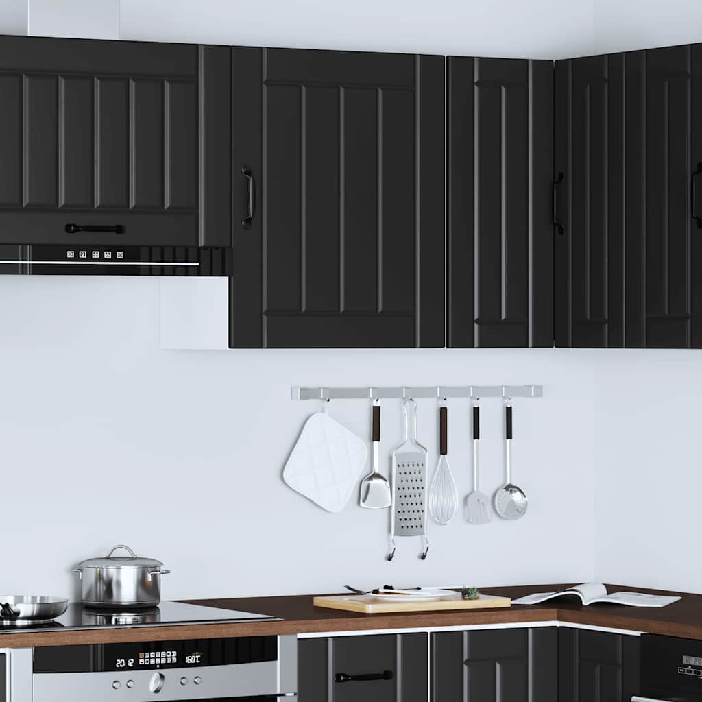 Kitchen Wall Cabinet "Lucca" Black Engineered Wood