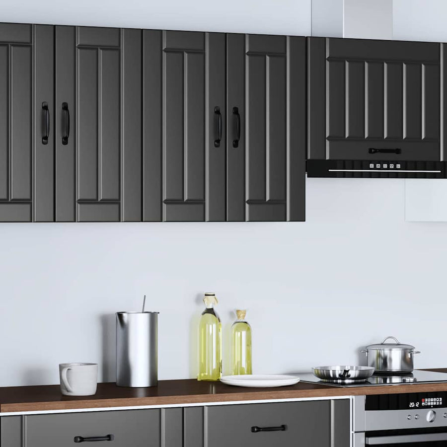 Kitchen Wall Cabinet "Lucca" Black Engineered Wood