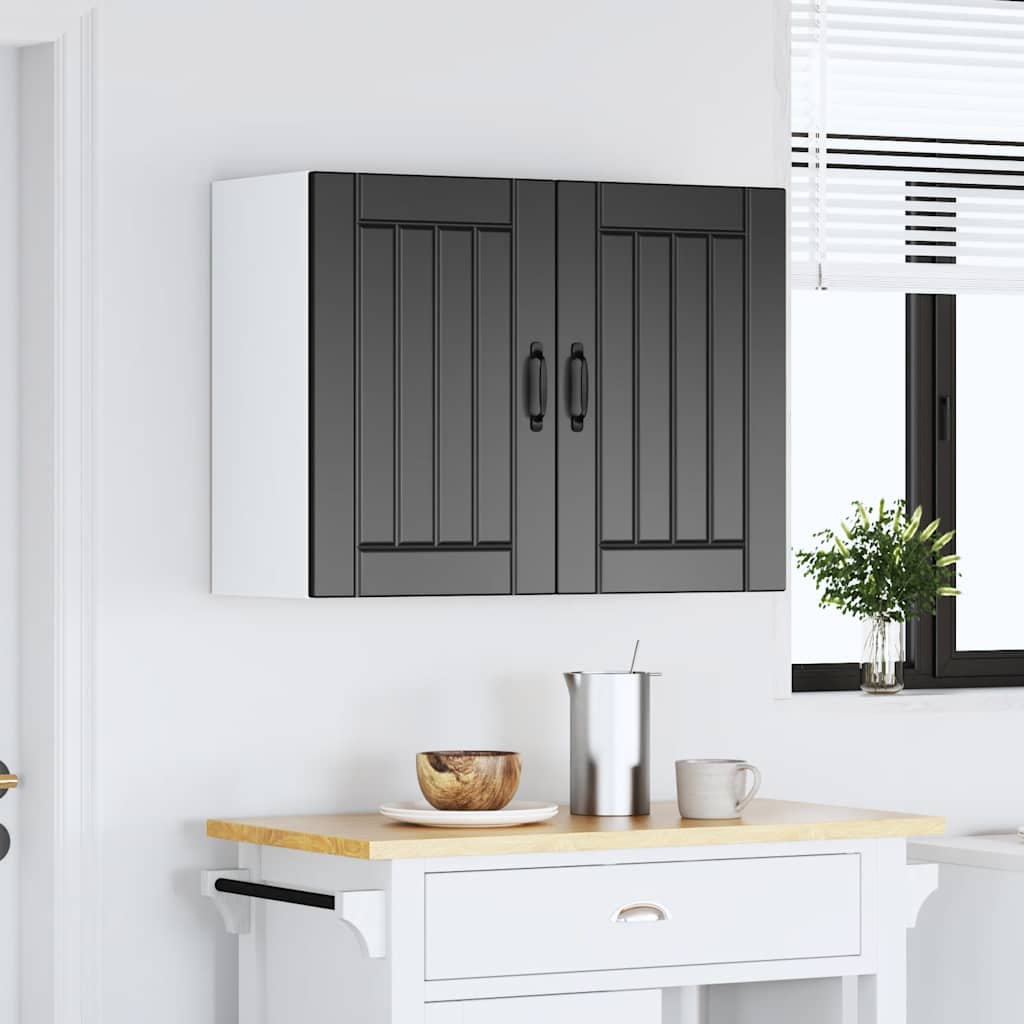 Kitchen Wall Cabinet "Lucca" Black Engineered Wood