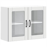 Kitchen Wall Cabinet with Glass Door Lucca White Engineered Wood - Front View