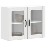 Kitchen Wall Cabinet with Glass Door Lucca White Engineered Wood - 45-Degree Angle