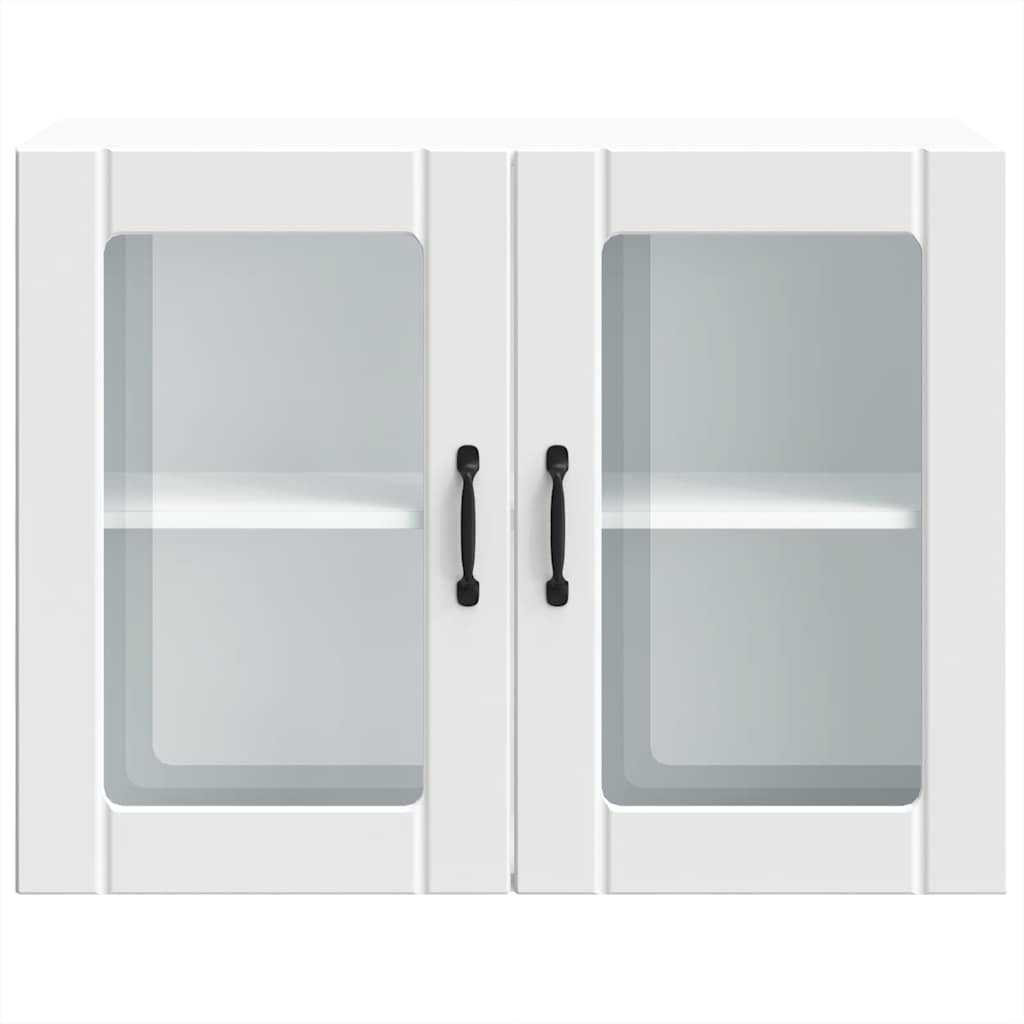 Kitchen Wall Cabinet with Glass Door Lucca White Engineered Wood