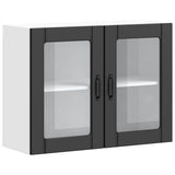 Kitchen Wall Cabinet with Glass Door "Lucca" Black Engineered Wood