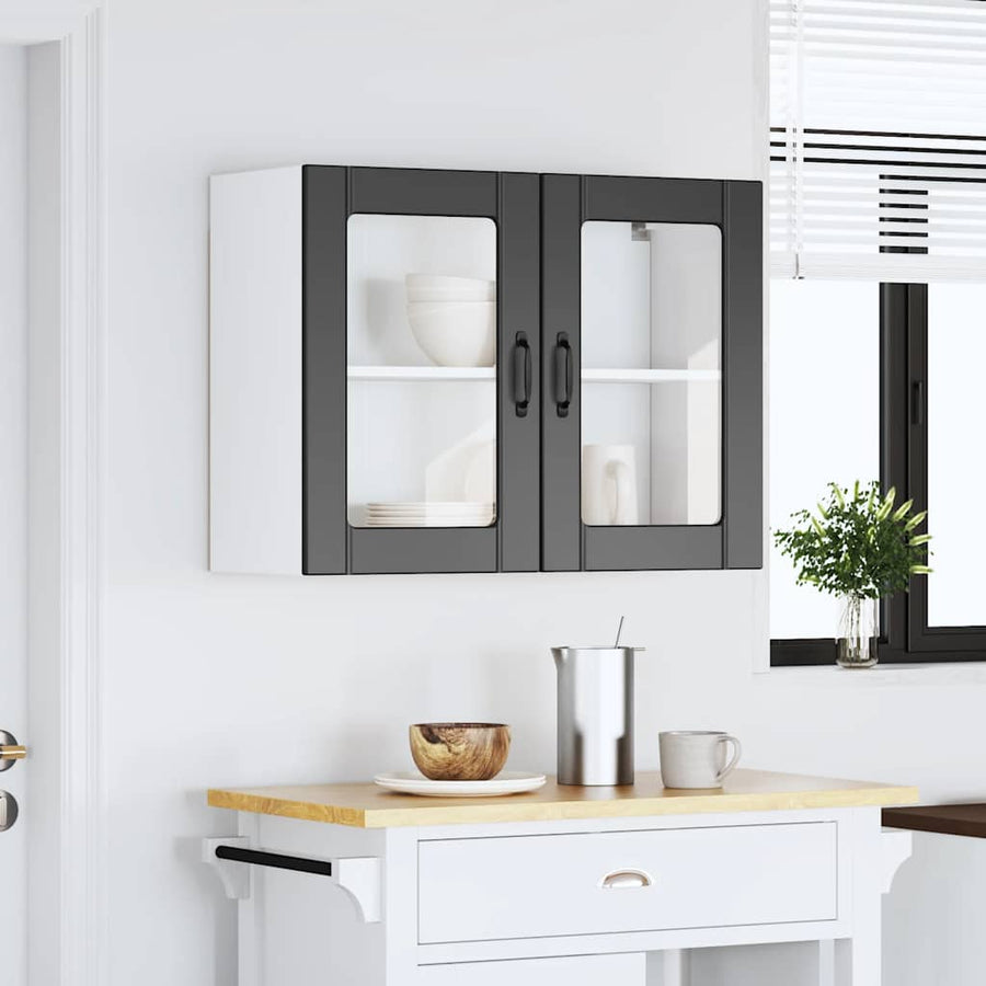 Kitchen Wall Cabinet with Glass Door "Lucca" Black