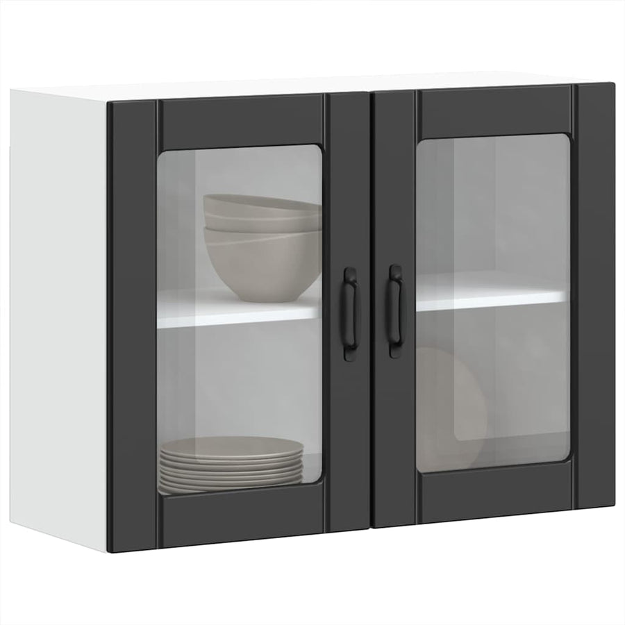Kitchen Wall Cabinet with Glass Door "Lucca" Black